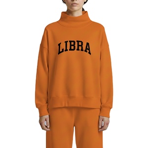 High Quality Custom Women's Mockneck Soft Polyester/Cotton Fleece Long Sleeve Autumn <b>Drop</b> Shoulder Baggy Pullover Sweatshirt - Product Image 1