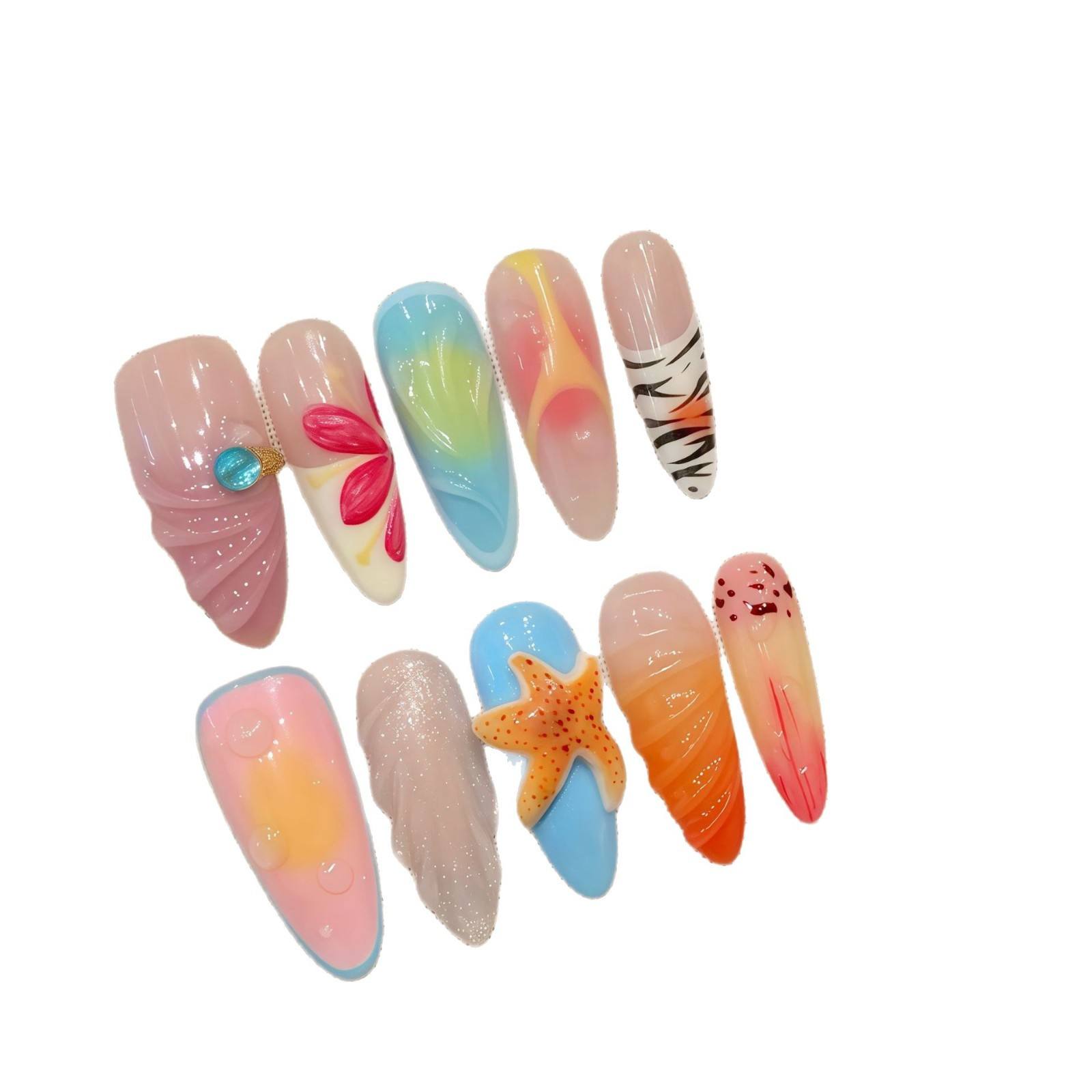 Creamy Nude Pink,Sky Blue,Sunset Orange,Rainbow Gradient