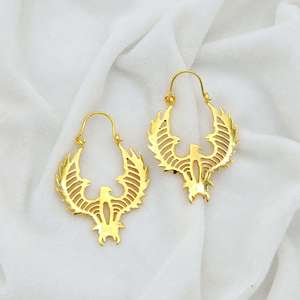 Pendientes de Aro con Diseño de Águila Tribal, Joyería Boho de Latón para Mujer, Chapados en Oro de 18k, Tema Animal, Venta al Por Mayor - Product Image 5