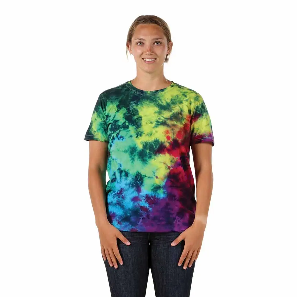 Groothandel Mannen Groothandel Regenboog Kleur Tie Dye T-Shirt Custom Hals Label Afdrukken T-Shirts Voor Heren Droom Tie-Geverfd T-Shirt