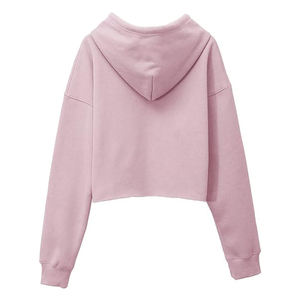 Sudadera con capucha corta de lana de algodón hecha de alta calidad para correr o entrenar y sudaderas con capucha oversize recortadas personalizadas para mujeres - Product Image 2