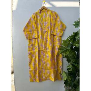 Robe Kimono en Coton Style Spa, Peignoir Doux en Coton Indien, Tenue Décontractée Quotidienne, Robes Décontractées pour Cadeaux - Product Image 1