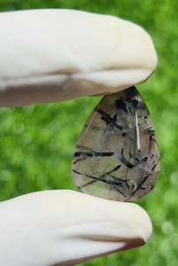 Trimurti Gems AAA+ Quality Natural Black Rutile <b>Quartz</b> Loose Cabochon Custom Sized 4-15g Third Party Certified Healing Gemstone - Product Image 4