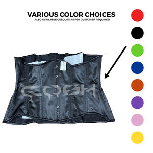 Extreme Curvy Gothic Black Satin Breathable Everyday Wear Underbust Steel Boned Corset with Front Busk Closure - Product Image 5