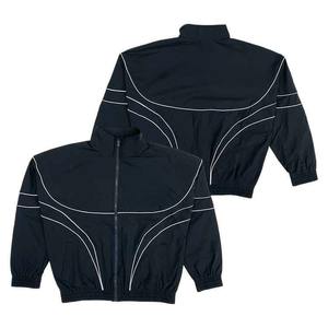 Survêtement d'automne léger et personnalisé de haute qualité, avec logo thermocollé, réfléchissant, style streetwear sportif, noir, ensemble 2-en-1 (veste et pantalon de jogging) - Product Image 1