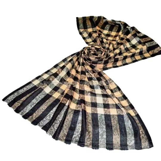 Newly Arrival Natural Check Cashmere Designer Scarves Shawls Winter Season For Men`s Wearing Shawls Low Prices