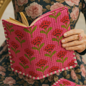 Cubierta de diario floral Rosa acolchada vibrante-Regalo artístico y elegante - Product Image 1