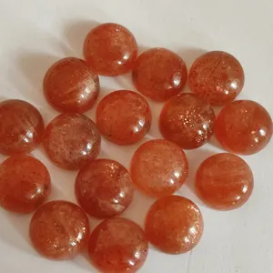 Cuentas de piedra solar naranja, cabujón con parte posterior plana de 10mm, de cristal de cuarzo Natural piedra preciosa, forma redonda, 8mm de altura, tamaño y forma personalizados - Product Image 1