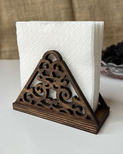 Élégant porte-serviettes en bois rustique avec détail sculpté vintage pour table à manger ferme mariage cuisine restaurant - Product Image 6