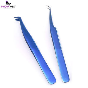 Nouvelle gamme de pinces à épiler pour extensions de cils en acier inoxydable Belle pointe en fibre de grande quantité de couleur plasma disponible Emballage personnalisé - Product Image 4