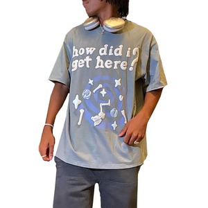 Camisetas informales de algodón 100% ligeras Unisex, logotipo de marca personalizado, ropa de calle con hombros caídos de gran tamaño para estampado de hojaldre para - Product Image 1