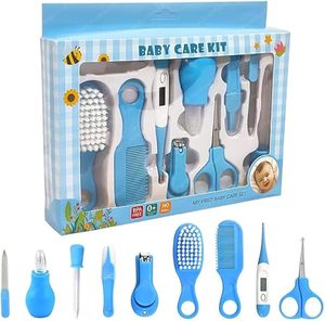 Kit de Cuidado para Bebés 10 en 1, Juego de Cepillo y Peine para Uñas y Cabello, Azul, Portátil, para Niños, Manicura y Pedicura - Product Image 1