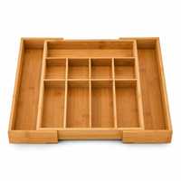 Organisateur de tiroir à couverts extensible en bambou, plateau à ustensiles réglable, boîte de rangement rectangulaire pour couverts de cuisine