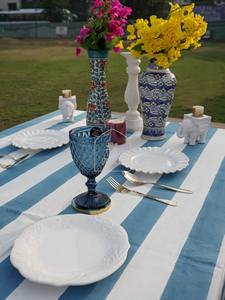 Indian Hand Block Printed <b>Tablecloth</b>, blue block print table cloths, floor length rectangle blue toile <b>tablecloth</b>, blue cover - Product Image 2