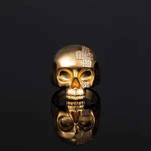 Moissanite 0.5 Carat Luxury Unisex Rapper <b>Ring</b> in 925 Silver with Yellow Gold Plating - Product Image 2