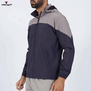 Hot Selling Men's Soft Shell Waterproof Breathable Windproof <b>Hooded</b> <b>Raincoat</b> Stand Collar Front Logo for Outdoor Camping Hiking - Product Image 6