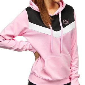 Vêtements de boutique en gros, sweat-shirts à capuche en jersey à manches longues pour femmes, couleur unie, streetwear, 100% coton, devant - Product Image 3