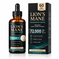 Exportkwaliteit Leeuwenmanen-extract druppels 1500mg/ml met Ginkgo & Bacopa voor de VS/EU markten, niet-GMO, vegan, immuunondersteuning, groothandel