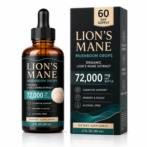 Extracto Líquido de Melena de León de Calidad de Exportación, 1500mg por mL, con <span class=keywords><strong>Ginkgo</strong></span> y Bacopa, para Mercados de EE. UU. y la UE, Sin OMG, Vegano, Precio al por Mayor - Product Image 1