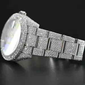 Baguette de moissanita Natural de acero inoxidable para hombre y mujer, reloj personalizado de lujo con diamantes, nuevo, OEM