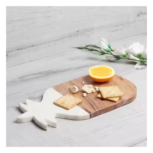 Tabla de cortar más exigente, tabla de cortar de madera de acacia con incrustaciones de mármol de granito, tabla de cortar de mármol para queso a un precio asequible - Product Image 4