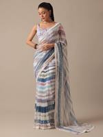 Sarees georgette à broderie florale complexe et bandanas ethniques nouvelle collection avec motif floral