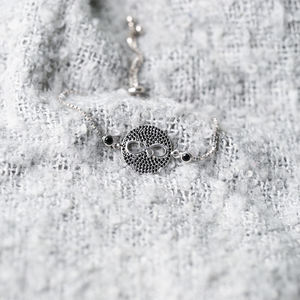 Infinity Design Black Zircon Stone Wholesale Handmade Turkish Adjustable Tennis 925 Sterling <b>Silver</b> <b>Bracelet</b> - Product Image 2