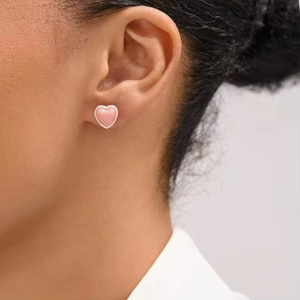 Boucles d'oreilles en forme de cœur en coquille de conque rose naturelle, coquille de conque rose en forme de cœur, pierres précieuses opales roses pour la fabrication de bijoux - Product Image 5