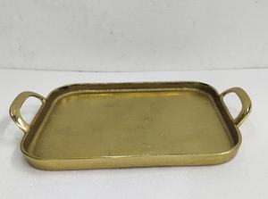 Bandeja de servicio de martillo chapada en oro moderna, bandeja de servicio decorativa de lujo hecha a mano clásica única para Hotel con estilo antiguo personalizada - Product Image 3