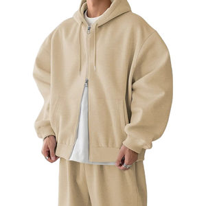 Nuevo Conjunto Deportivo de Hombre, 100% Algodón, Talla Grande, con Cremallera, Hombros Caídos, Doble Cremallera, Color Liso, Ropa Urbana para Invierno - Product Image 3