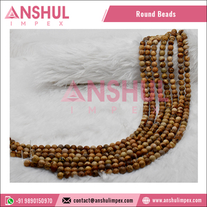 Perles de pierre précieuse en gros, brins de pierre de jaspe de 12mm, perles rondes en cristal lisse pour la fabrication de bijoux de mode - Product Image 4