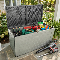Boîtes de rangement VERTAK 270L 71 gallons, bacs extérieurs extra larges en PP et acier, capacité 200 kg, pour jardin, camping, outils, terrasse, coussins, tente