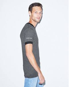 Pour le t-shirt unisexe Next Level Ringer Jersey S HTHR GRIS/NOIR avec motif imprimé - Product Image 3