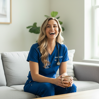Ensemble de blouses médicales MITEXCO Premium pour femmes, bleu royal, col en V |   Haut et pantalon d'uniforme d'infirmière extensible avec poches, ajustement confortable