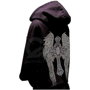 Sweat à capuche surdimensionné pour femme avec strass, logo personnalisé, pull, prix d'usine, services OEM 2025 - Product Image 3