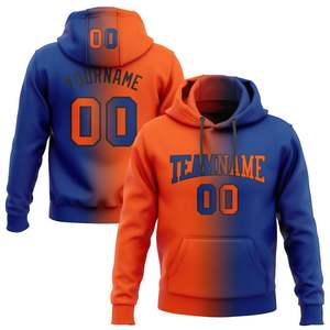 Sudadera con capucha de lana de poliéster 100% para hombre de diseño personalizado sudadera con sublimación de tinte completo degradado azul naranja para invierno - Product Image 1
