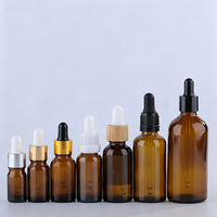 Bouteilles compte-gouttes en verre ambré de 5 ml à 120 ml en gros, emballage personnalisé résistant aux UV pour huiles essentielles et sérums avec plusieurs couvercles