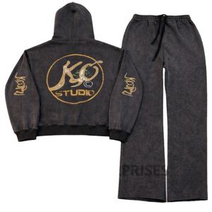 PRO ENTERPRISES Ensemble de sweats à capuche pour homme en molleton 100% coton 420g, décontracté, uni, délavé à l'acide, respirant, pour l'hiver - Product Image 4