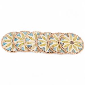 Posavasos Decorativo Bohemio de Nácar con Borde de Ratán Tejido a Mano de Vietnam para Decoración de Mesa, Directo de Fábrica - Product Image 2