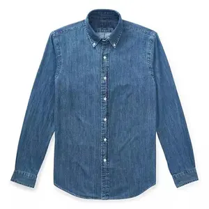 Hochwertige Online-maßge schneiderte Casual Business Denim Shirts Herren Formale Langarm Jeans Shirts für Männer