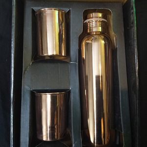 Copper <b>Bottle</b> Set 900 ml <b>Bottle</b> with Drinking <b>Glass</b> (Pack of 3, Copper) - Product Image 2