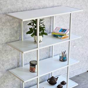 4-Tier Bookshelf KS68229 94x35x120(cm) White Iron Frame Standing Type for Living Room Installation - Product Image 4