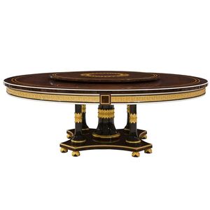 Table à manger néoclassique en bois brun doré - Product Image 2