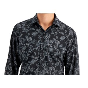 Camicia Casual da Uomo Alfani in Popeline Elasticizzato a 4 Vie Vestibilità Regolare Maniche Lunghe Antipiega Nera Taglie 14-14 1/2 32-33 - Product Image 3