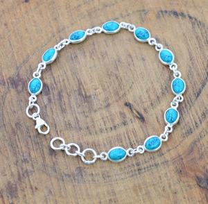 Bracelet réglable en argent sterling 925 bleu turquoise, bijoux en pierres précieuses faits à la main, cadeau de mode pour femmes - Product Image 3