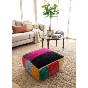 Moroccan <b>Leather</b> <b>Pouf</b> Handmade Ottoman Footstool Traditional Handcrafted Pouffe Home Decor Boho Ottoman Seat Living Roo - Product Image 1