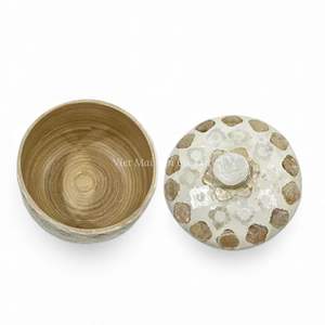 Jarrón de Almacenamiento Multifuncional Hecho a Mano con Incrustaciones de Concha de Nácar Estilo Bohemio para Mesa de Hogar, Cocina y Baño - Product Image 3