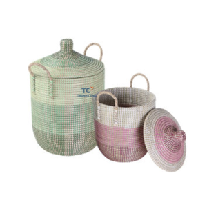 Hot Selling Popular Customized <b>square</b> Shaped Seagrass Straw Water Hyacinth Grass Corn Husk Storage <b>Basket</b> - Product Image 2