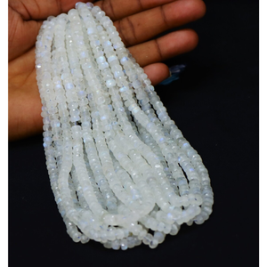 Perles rondes en pierre de lune arc-en-ciel facettées : Bijoux artisanaux en pierres précieuses naturelles, perles de pierre de lune arc-en-ciel de 15 pouces, 6-8 mm - Product Image 6