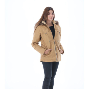 Women's Winter Parka Fur Hood Breathable Wool Lining Cotton Filled Windproof Utility Jacket Regular Length Full Sleeve Character - Product Image 4